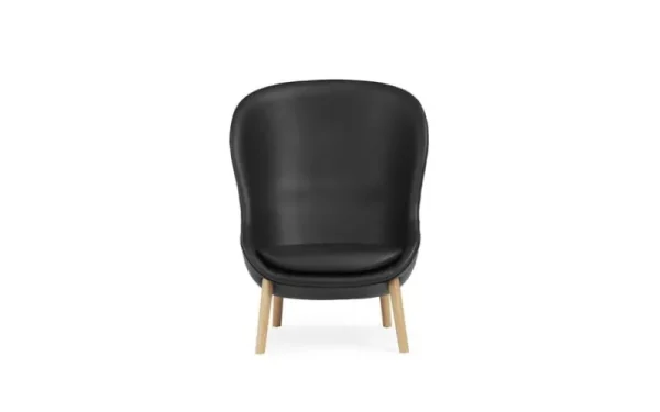 PLEASE WAIT to be SEATED Sitzgelegenheiten-Normann Copenhagen Hyg Loungesessel, hoch, Eiche - schwarzes Leder Ultra