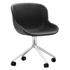 Normann Copenhagen Sitzgelegenheiten-Hyg Stuhl mit 4 Rollen, drehbar, Aluminium – Schwarzes Leder Ult
