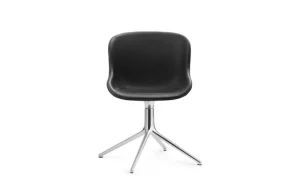 Normann Copenhagen Sitzgelegenheiten-Hyg Stuhl, drehbar, Aluminium – Schwarzes Leder Ultra