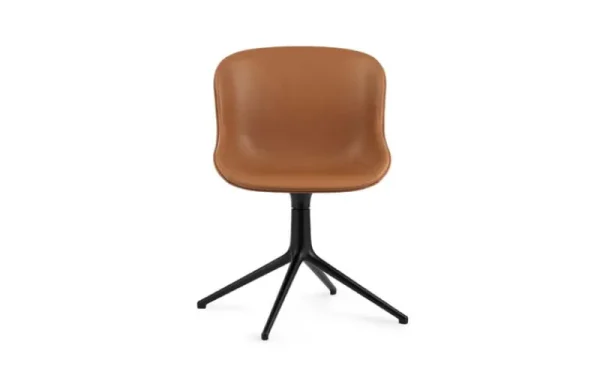 Normann Copenhagen Sitzgelegenheiten-Hyg Stuhl, drehbar, Schwarz – Brandy Leder Ultra