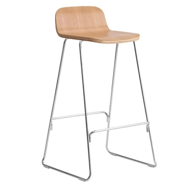 Normann Copenhagen Sitzgelegenheiten-Just Barstool 65 cm, mit Rückenlehne, Eiche – Chrom