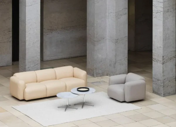 New Works Tische-Normann Copenhagen Lunar Couchtisch, 70 cm, Aluminium - weißer Marmor