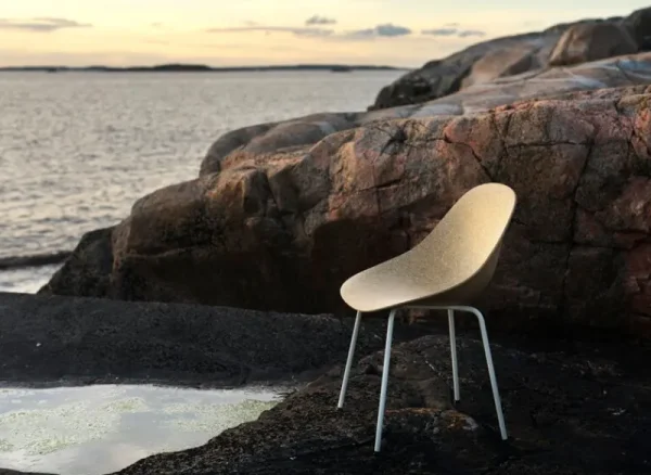 Vitra Sitzgelegenheiten-Normann Copenhagen Mat Stuhl, cremeweißer Stahl - Hanf