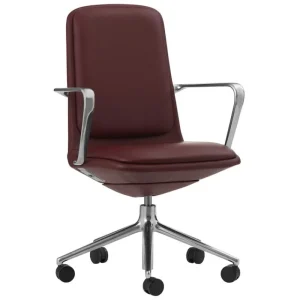 Normann Copenhagen Bürostühle | Sitzgelegenheiten^Off Stuhl mit 5 Rollen, Armlehnen, Alu. - braunes Leder Ultra