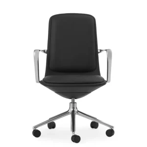 Normann Copenhagen Bürostühle | Sitzgelegenheiten^Off Stuhl mit 5 Rollen, Armlehnen, Alu. - schwarzes Leder Ultra