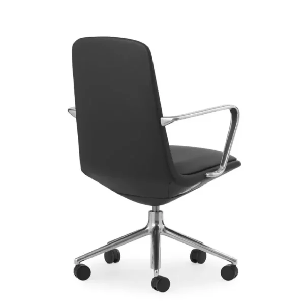 Normann Copenhagen Bürostühle | Sitzgelegenheiten^Off Stuhl mit 5 Rollen, Armlehnen, Alu. - schwarzes Leder Ultra