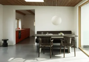 FDB Mu00f8bler Tische-Normann Copenhagen Panel Tisch, 90 x 200 cm, creme – dunkelbraun
