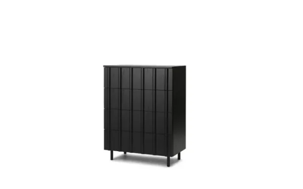 Kartell Aufbewahrungsmöbel-Normann Copenhagen Rib Kommode mit 4 Schubladen, Soft Black
