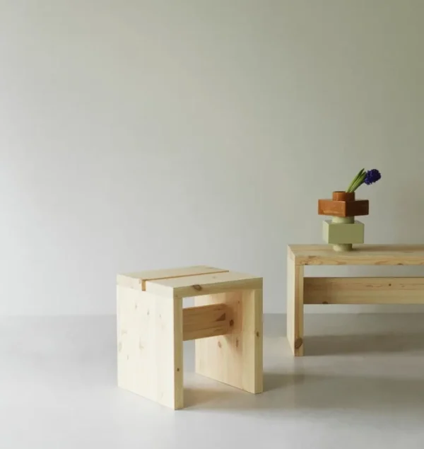 Fogia Sitzgelegenheiten-Normann Copenhagen Stretch Hocker, 40 cm, UV-lackiertes Kiefernholz