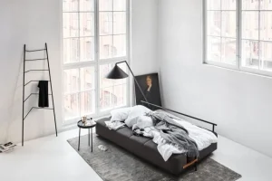 Northern Sofas Und Liegen-Daybe Schlafsofa, schwarzes Metall - Hellgrau Brusvik 02
