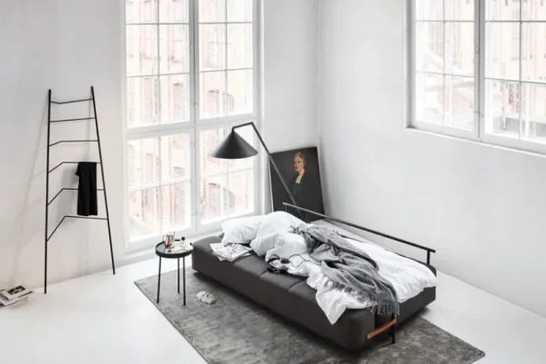 Northern Sofas Und Liegen-Daybe Schlafsofa, schwarzes Metall - Hellgrau Brusvik 02