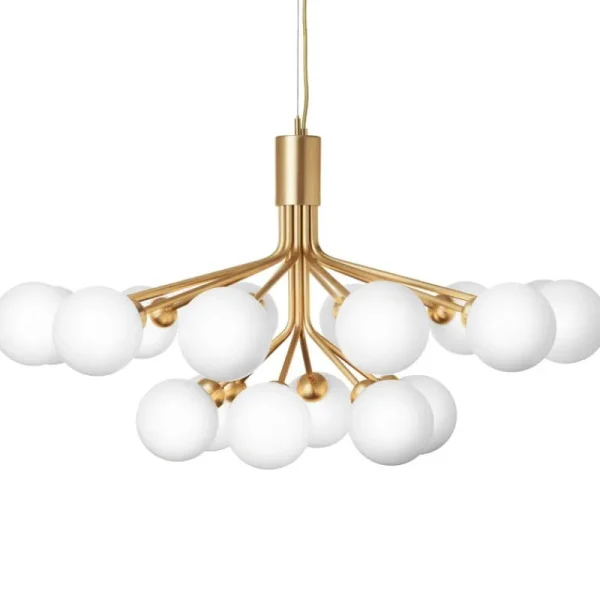 Normann Copenhagen Deckenleuchten-Nuura Apiales 18 Pendelleuchte, gebürstetes Messing/opalweiß