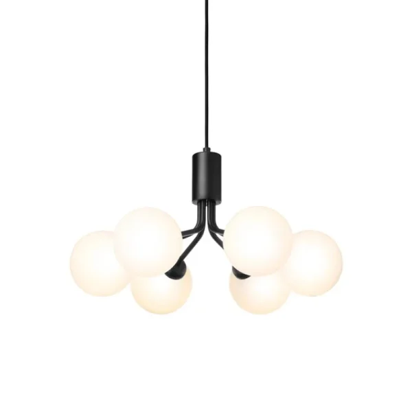 Louis Poulsen Deckenleuchten-Nuura Apiales 6 Pendelleuchte, Satinschwarz - Opalweiß
