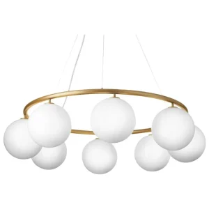 Nuura Deckenleuchten-Miira 8 Circular Pendelleuchte, Messing – Opalweiß