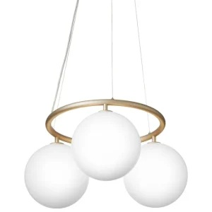 Nuura Deckenleuchten-Miira 3 Circular Pendelleuchte, Messing - Opalweiß
