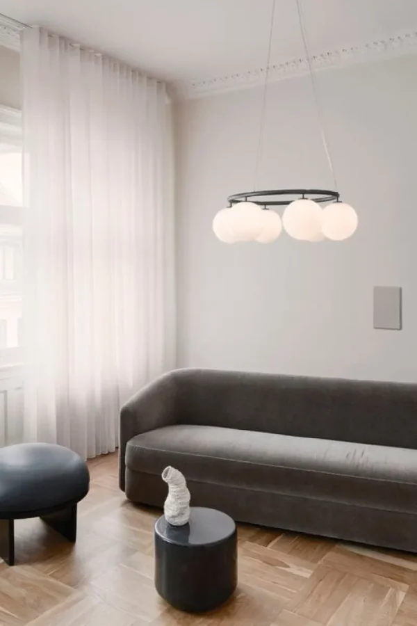 Sammode Deckenleuchten-Nuura Miira 6 Circular Pendelleuchte, Steingrau - Opalweiß