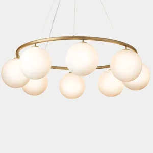 Nuura Deckenleuchten-Miira 8 Circular Pendelleuchte, Messing – Opalweiß