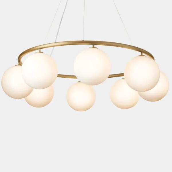Nuura Deckenleuchten-Miira 8 Circular Pendelleuchte, Messing – Opalweiß