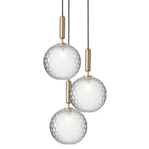 Louis Poulsen Deckenleuchten-Nuura Miira 3 Pendelleuchte, groß, Messing – klar