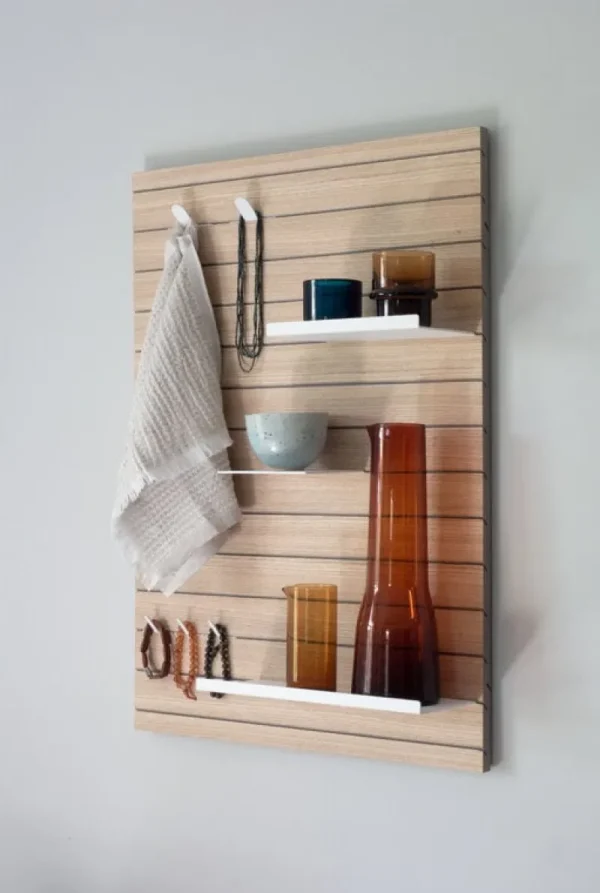 OOJA displays Präsentationsmöbel | Regale^W001 Wanddisplay, Eiche – Grau