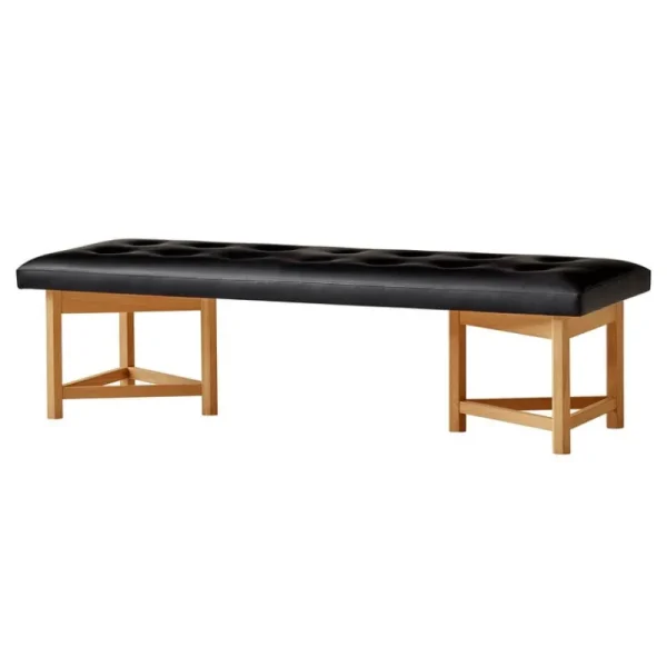 &Tradition Sitzgelegenheiten-Ornäs Kolmiojalka Bank, 180 cm, Eiche - schwarzes Leder