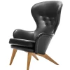 Vitra Sitzgelegenheiten-Ornäs Sessel Siesta, Eiche - schwarzes Leder Sørensen