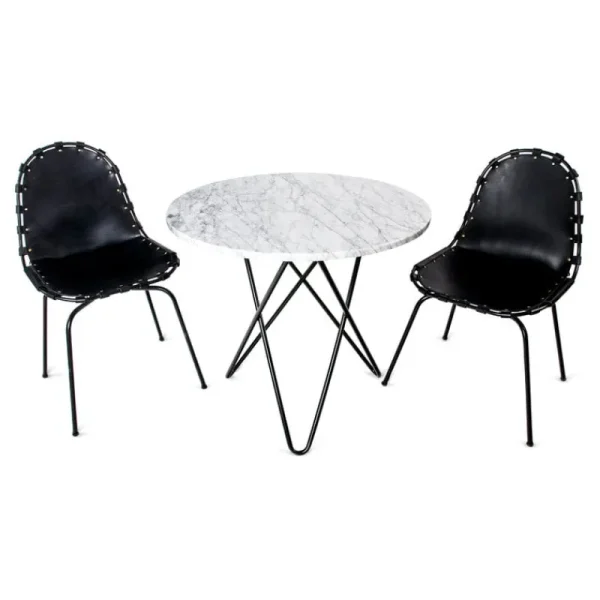 Fogia Tische-OX Denmarq Dining O Tisch, 80 cm, Schwarz – weißer Marmor