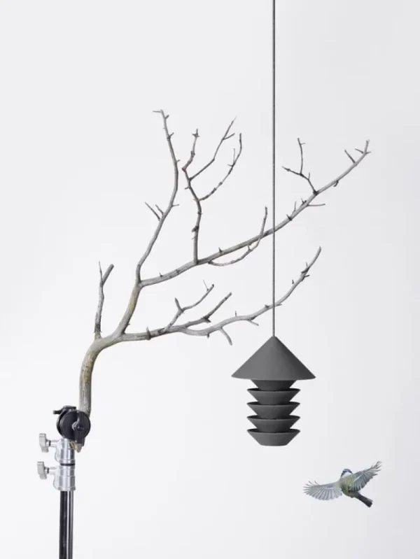 Pidu00e4t Vogelhäuser^Pidät Bird Silo Vogelfutterhaus, Schiefergrau