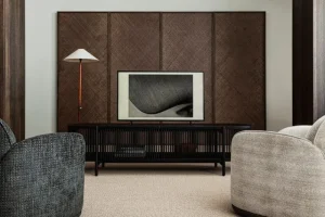 Poiat Aufbewahrungsmöbel-Bastone Sideboard mit Türen, niedrig, Schwarz