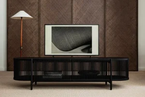 Poiat Aufbewahrungsmöbel-Bastone Sideboard mit Türen, niedrig, Schwarz