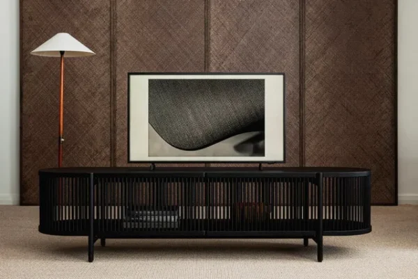 Poiat Aufbewahrungsmöbel-Bastone Sideboard mit Türen, niedrig, Schwarz