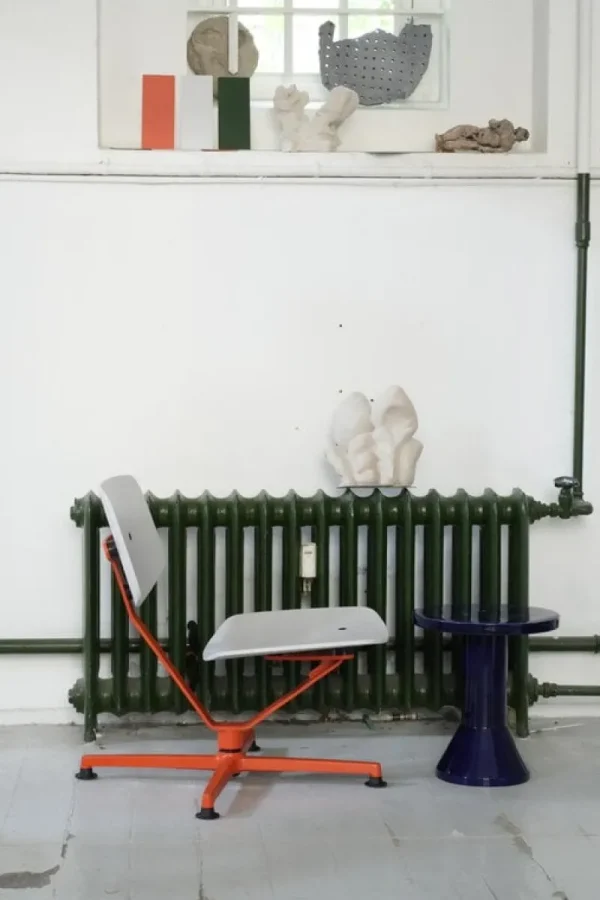 ferm LIVING Sitzgelegenheiten-Raawii Arba Loungesessel, Sperrholz, Orange - Hellgrau