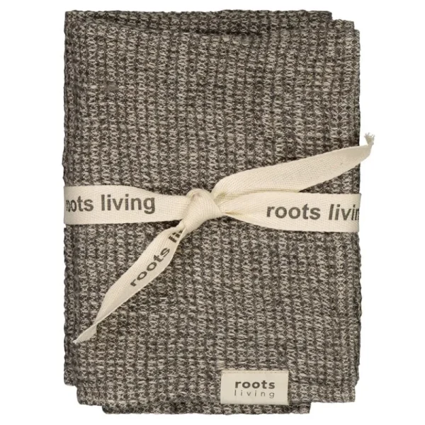 Roots Living Badezimmertextilien^Waffle Händehandtuch, 40 x 60 cm, 2 Stück, Graphitgrau