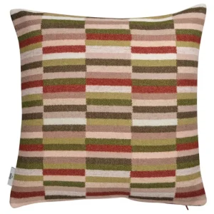 Ru00f8ros Tweed Kissen^Røros Tweed Ida Kissen, 50 x 50 cm, Olivgrün - Burgunderrot