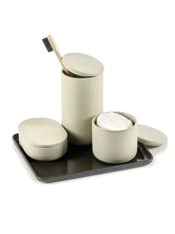 Serax Badezimmeraccessoires^Cose Behälter mit Deckel, oval, S, Beige