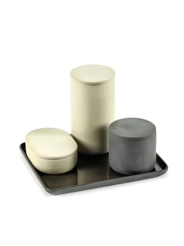 Serax Badezimmeraccessoires^Cose Behälter mit Deckel, oval, S, Beige