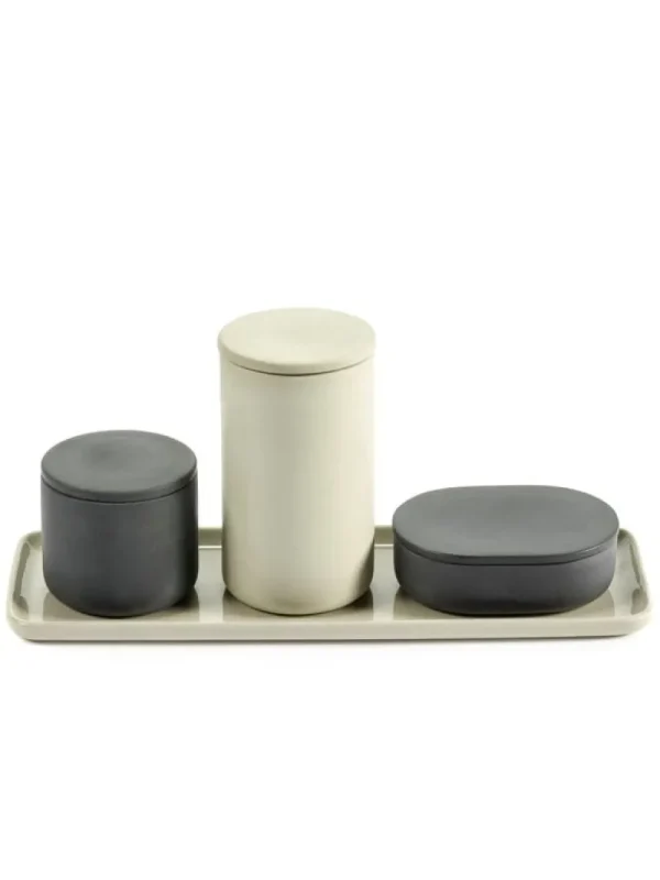 Serax Badezimmeraccessoires^Cose Behälter mit Deckel, rund, L, Beige