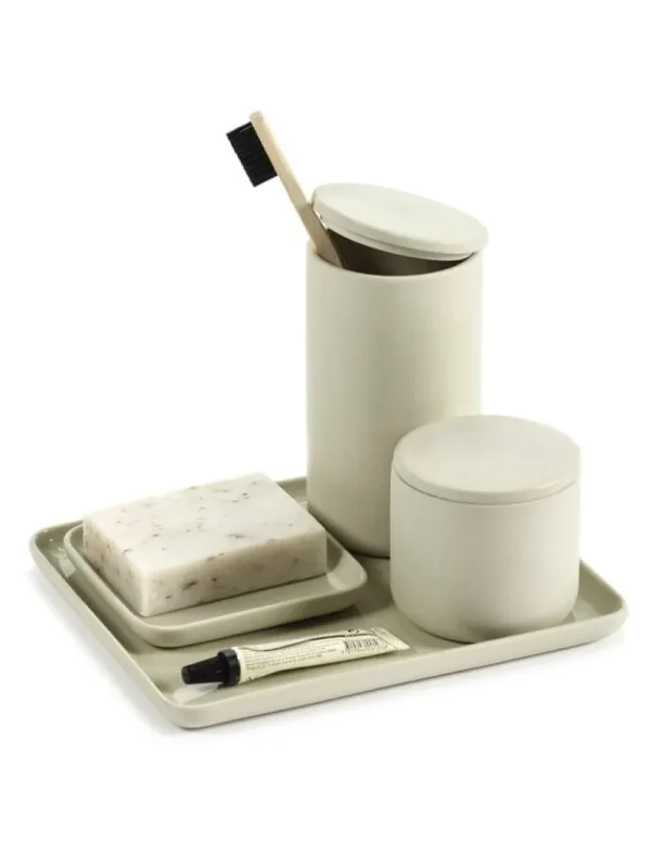 Serax Badezimmeraccessoires^Cose Behälter mit Deckel, rund, L, Beige