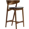 Sibast Sitzgelegenheiten-Barhocker No 7, 65 cm, Räuchereiche – schwarzes Leder