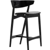 Sibast Sitzgelegenheiten-Barhocker No 7, 65 cm, schwarz – schwarzes Leder