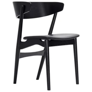 Skagerak Sitzgelegenheiten-Sibast No 7 Stuhl, schwarz - schwarzes Leder