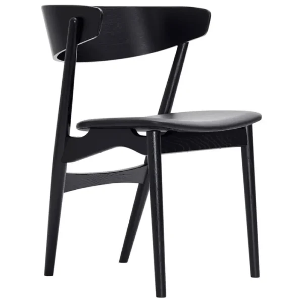 Skagerak Sitzgelegenheiten-Sibast No 7 Stuhl, schwarz - schwarzes Leder