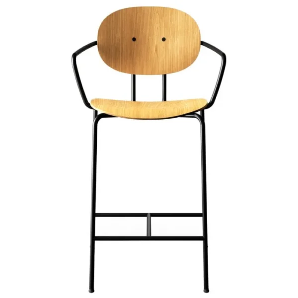 Sibast Sitzgelegenheiten-Piet Hein Tresenhocker mit Armlehne, 65 cm, Schwarz – Eiche geöl
