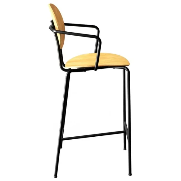 Sibast Sitzgelegenheiten-Piet Hein Tresenhocker mit Armlehne, 65 cm, Schwarz – Eiche geöl