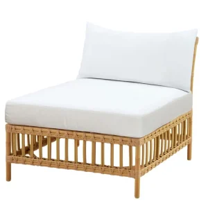 Sika-Design Terrassenmöbel^Exterior Maggie Mittelmodul-Sofa, Natur – weißes Kissen