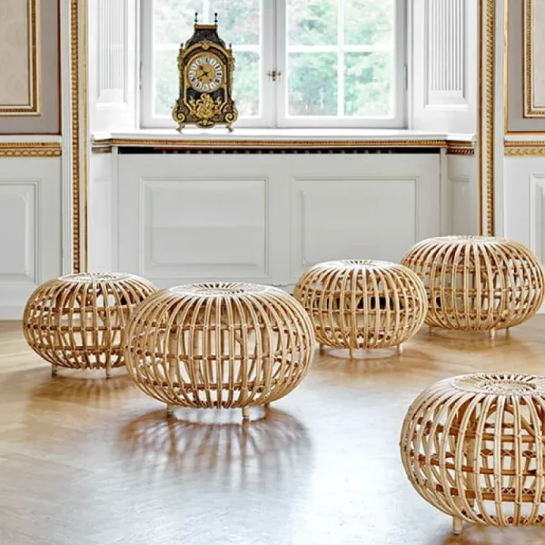 Sika-Design Terrassenmöbel | Sitzgelegenheiten^Fußhocker Franco Albini, groß, Naturrattan