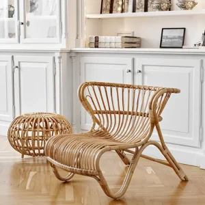 Sika-Design Terrassenmöbel | Sitzgelegenheiten^Fußhocker Franco Albini, groß, Naturrattan