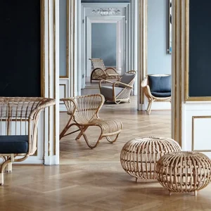 Sika-Design Terrassenmöbel | Sitzgelegenheiten^Fußhocker Franco Albini, groß, Naturrattan