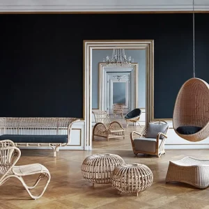 Sika-Design Terrassenmöbel | Sitzgelegenheiten^Fußhocker Franco Albini, groß, Naturrattan