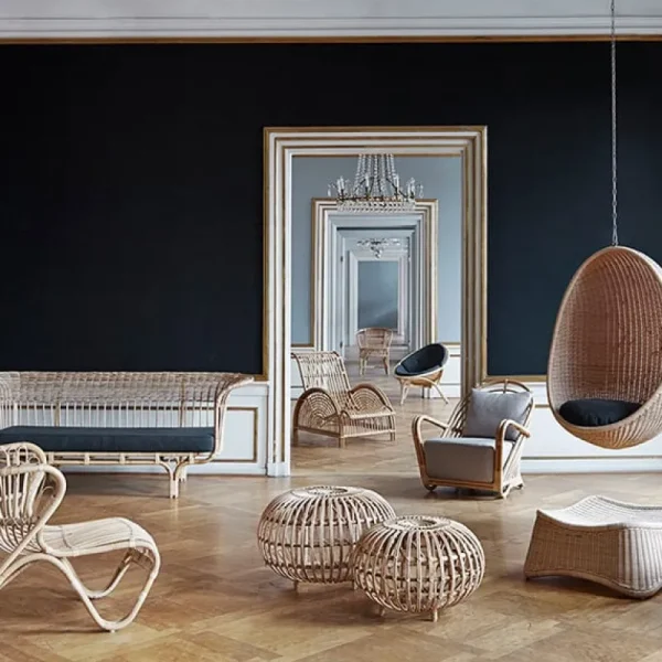Sika-Design Terrassenmöbel | Sitzgelegenheiten^Fußhocker Franco Albini, groß, Naturrattan